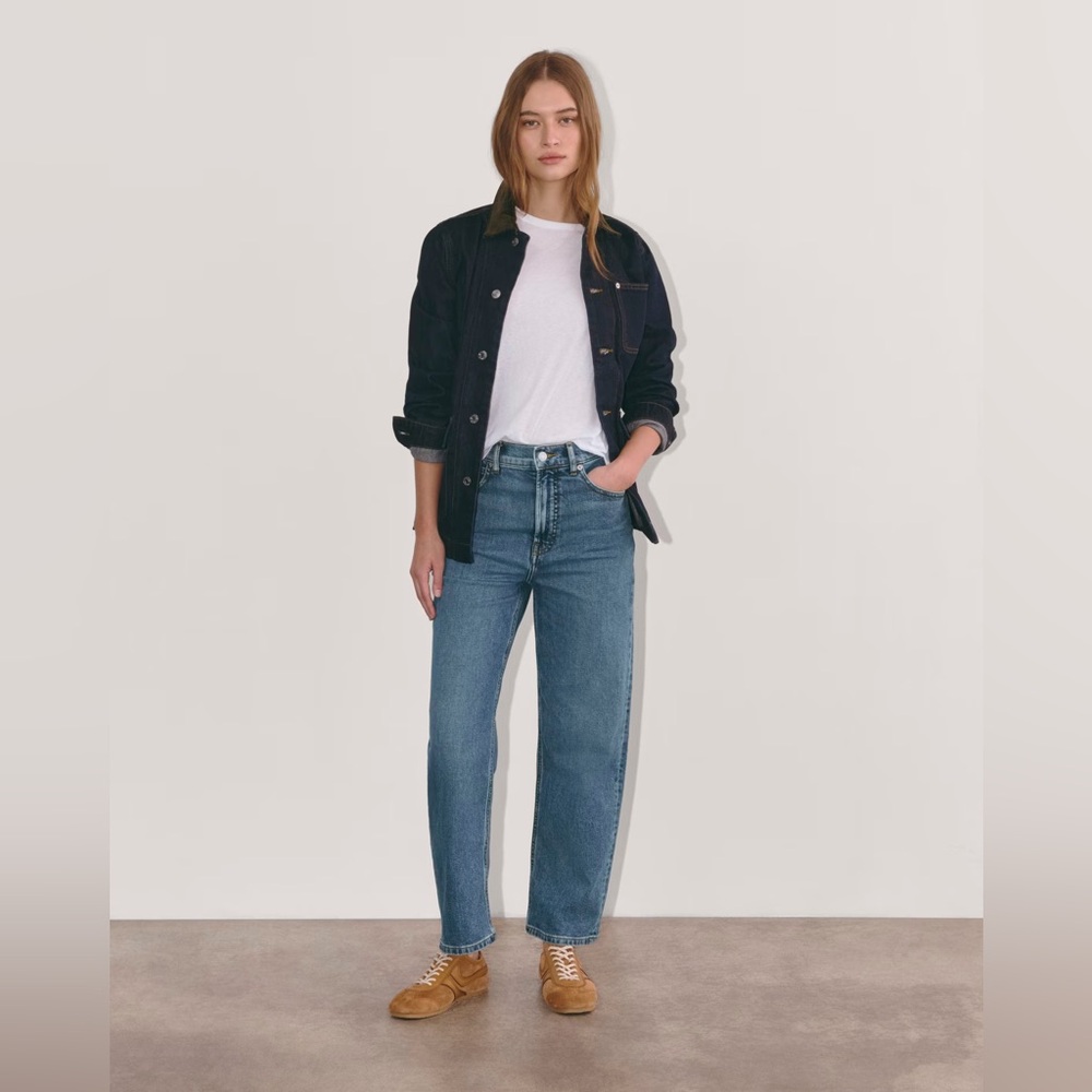 Everlane High-Rise Straight Jeans in Mid Blue